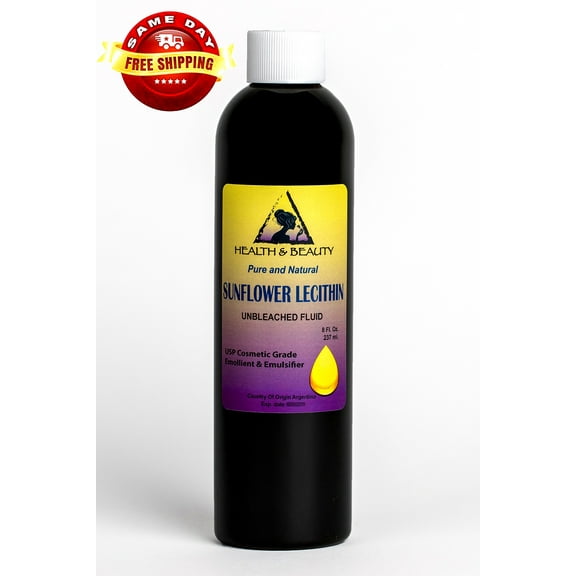 LECITHIN SUNFLOWER UNBLEACHED FLUID LIQUID EMULSIFIER EMOLLIENT PURE 8 OZ