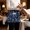 Dark Blue, variant on Cute Blue Space Waitress Apron with 3 Pockets, Star Cartoon Spaceship Planet Server Aprons Waterproof Kitchen Restaurant Half Waist Apron for Men Women