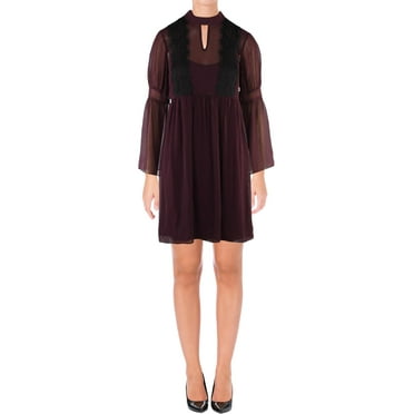 Jessica Simpson Womens Chiffon Lace Trim Party Dress Purple 2