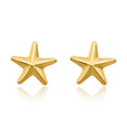 thumbnail image 3 of 14K Solid Yellow Gold Star Stud Earrings, 3 of 10
