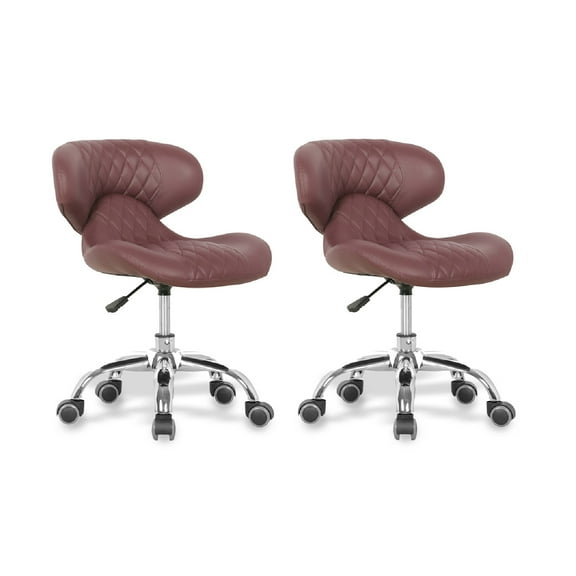 MAYAKOBA Set of 2 Nail Salon Pedicure Stool HugoII Pedicure Chair Short Adjustable Comfort Pneumatic Pump Salon Furniture & Equipment, Burgundy Diamond