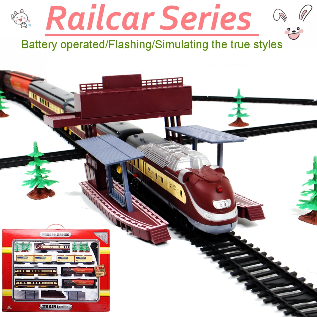 Large Electric Classic Train RAIL Vehicle Kid Toy Set Track Operated