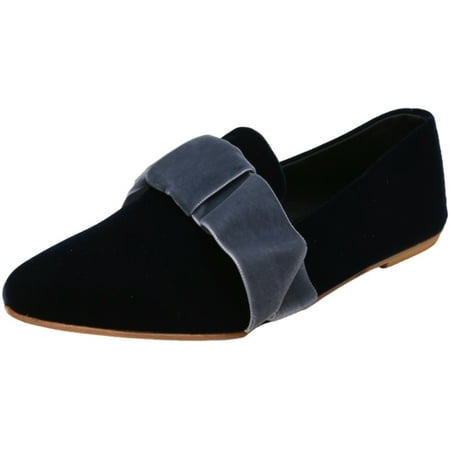 

Gia Couture Firenze Women s Mocassino/ Punta Blue Ankle-High Velvet Flat Shoe - 8 M