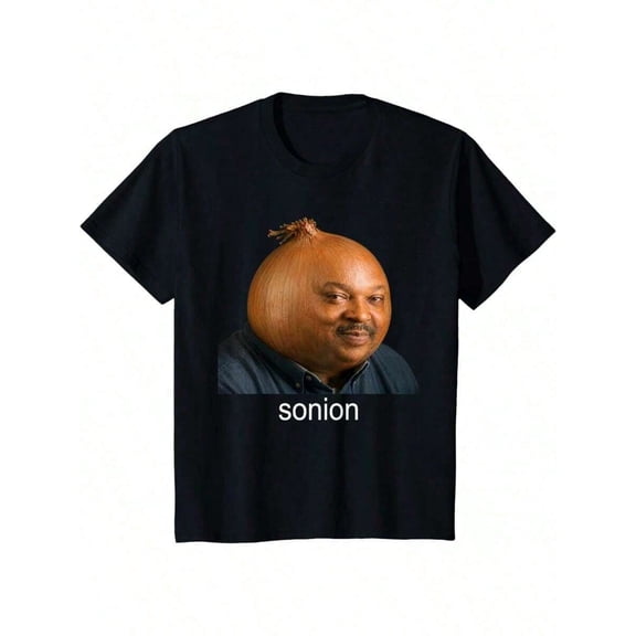 【New Arrival】Sonion Funny Onion Head Cartoon Character Meme Graphic T-Shirt, Unisex Cotton Crew Neck Viral Internet Joke Casual Tee, Weird Meme Lover Novelty Gift