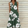 thumbnail image 2 of VBVC Women's Floral V-Neck Maxi Dress,Sleeveless Button Detail Flowy Dress For Women,Ladies Summer A-Line Beach Boho Sundress with Pockets,Army Green,S-5XL, 2 of 6