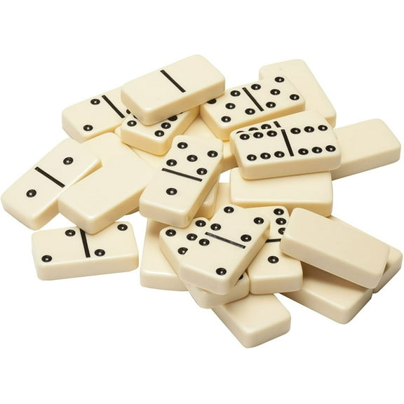 WE Games Double 6 Dominoes - Ivory Tiles with Bag