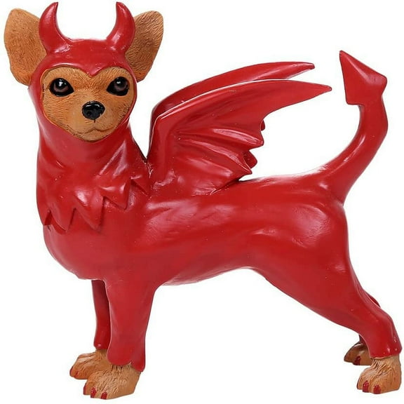 Ebros Adorable Red Devil Chihuahua Collection Cute In Costume 4.5"L Figurine