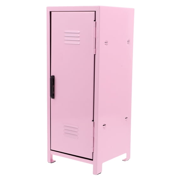Uonlytech Decorative Pink Metal Makeup Organizer Box with Lock for Vanity Storage