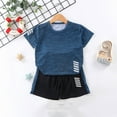 thumbnail image 3 of Toddler Boys Outfits 2 Piece Quick Drying Sweat Suit Short Sleeve Top with Shorts Summer Running WorkOut Activewear, Dark Blue, 6 Years, 3 of 3
