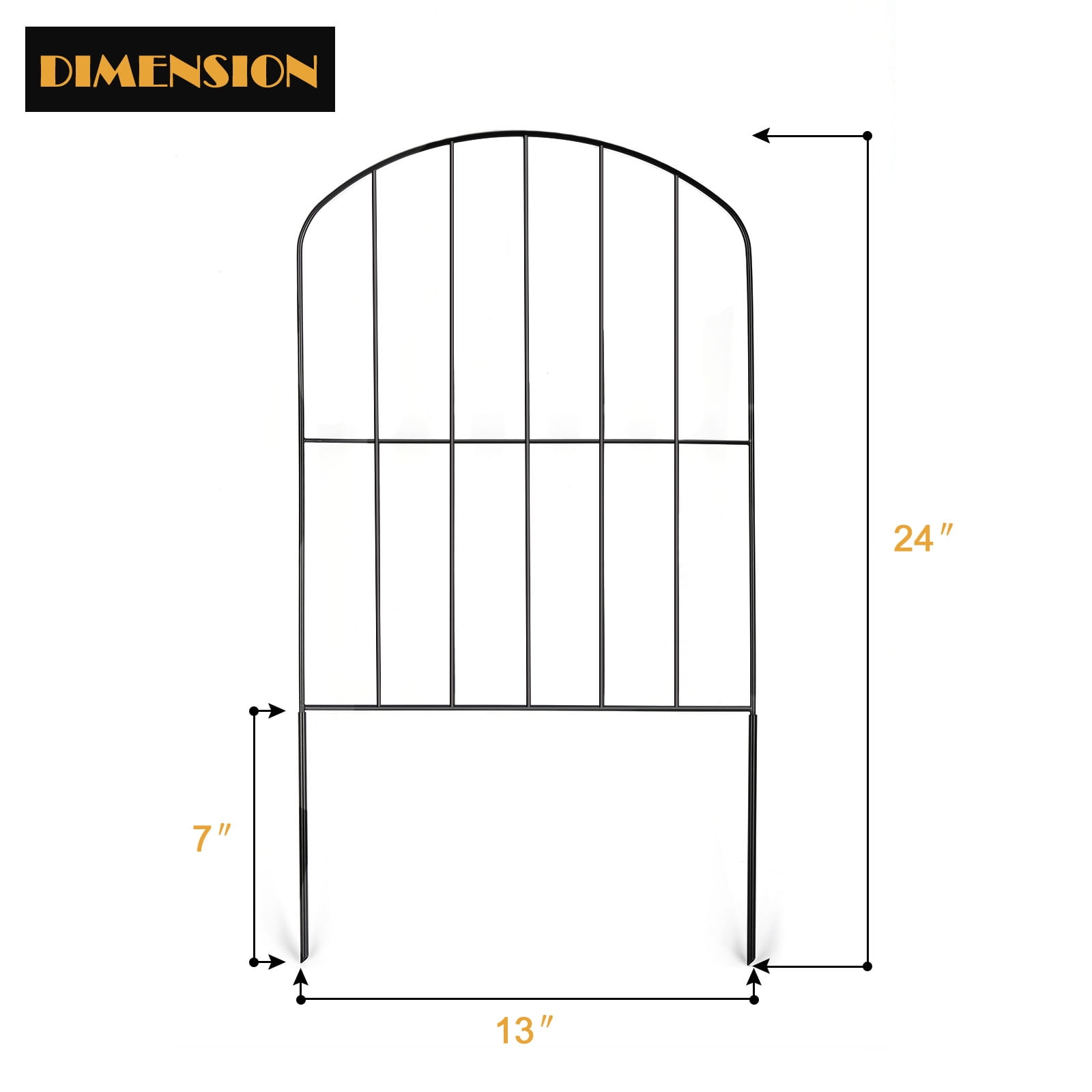24" (H) x 27FT (L) Metal Decorative Garden Fence Outdoor Patio Barrier Arched
