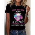 thumbnail image 1 of Print T-shirt, Casual Short Sleeve Crew Neck Top For Spring & Summer, Women's Clothing Tee Tee For adult, Men, Women, Teen, Teenager, adolescent, Youth, 1 of 4