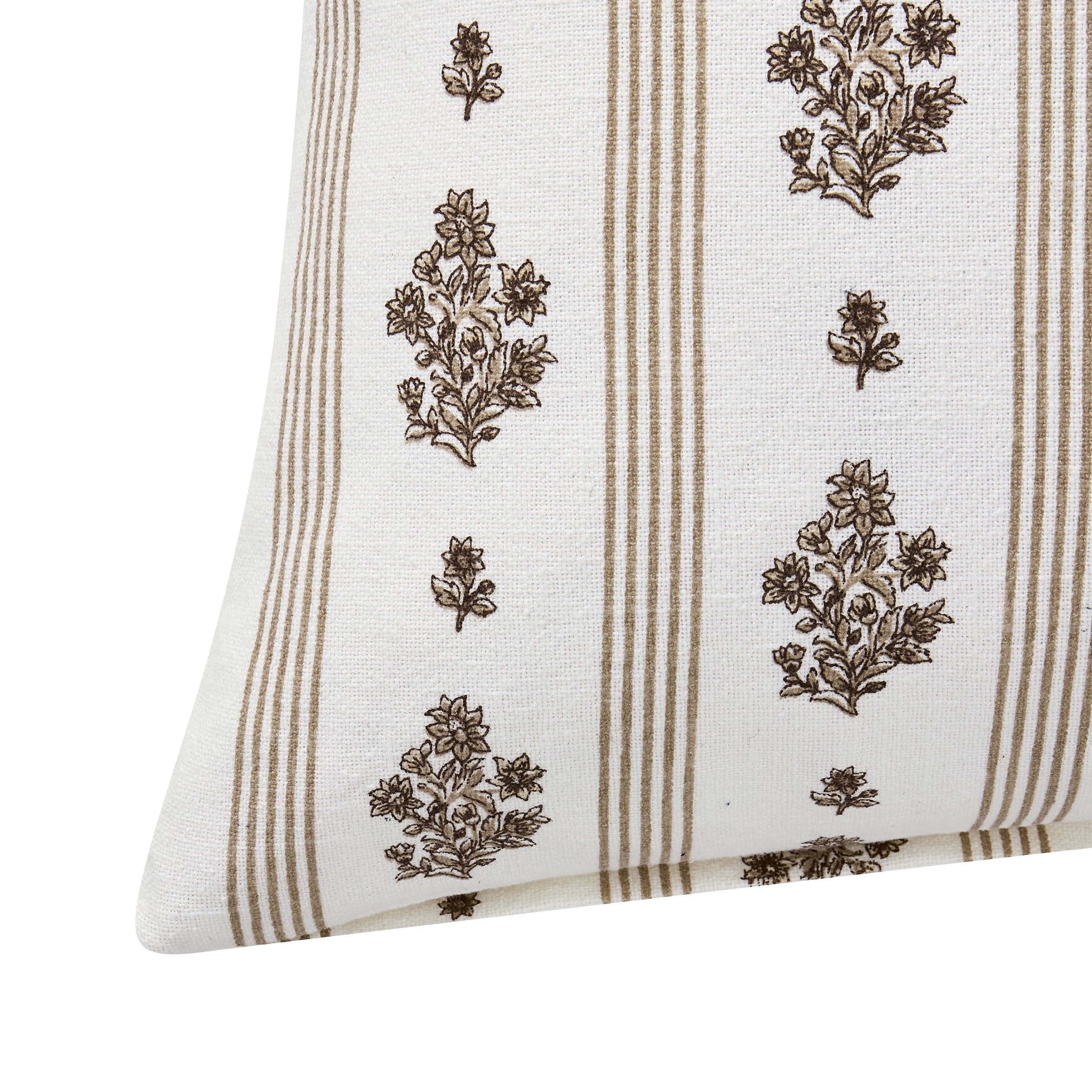 My Texas House 18" x 18" Brown Floral Stripe Decorative Pillow Cover