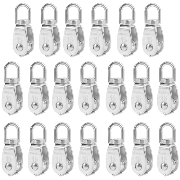 MUKCHAP 20 Pcs M15 Bloc de Poulie Simple, Grue à Corde Métallique en Forme de V avec Roue de Traction Fixe, Roulement de Poulie en Acier Inoxydable Roue Simple, Poulie de Traction?hig