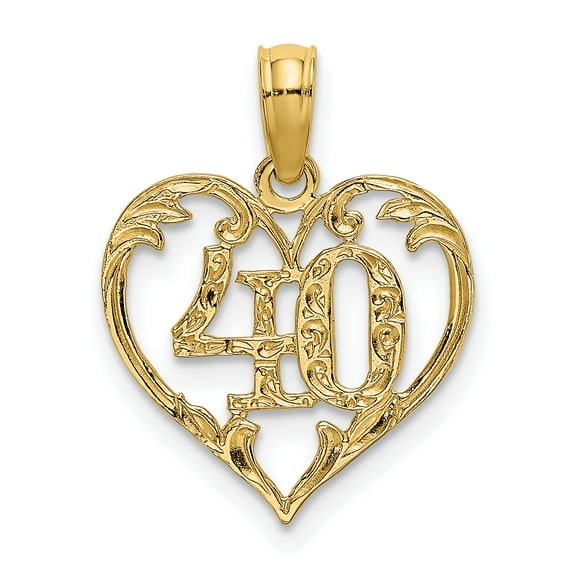 14k Yellow Gold 40 Love Heart Pendant Necklace Jewelry Gifts for Women - .6 Grams