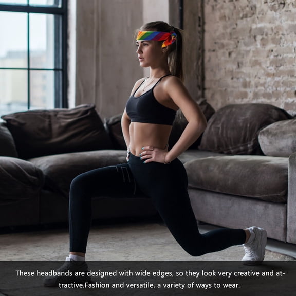 BESTYASH 4-Pack Yoga Headbands in Assorted Colors, Breathable Fabric Sweatbands with Wide Edges for Sports and Fitness