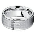 thumbnail image 2 of Hammered Tungsten Ring Silver Tungsten Wedding Band Brushed Gray Tungsten Ring 9mm Tungsten Carbide Ring Men & Women, 2 of 3