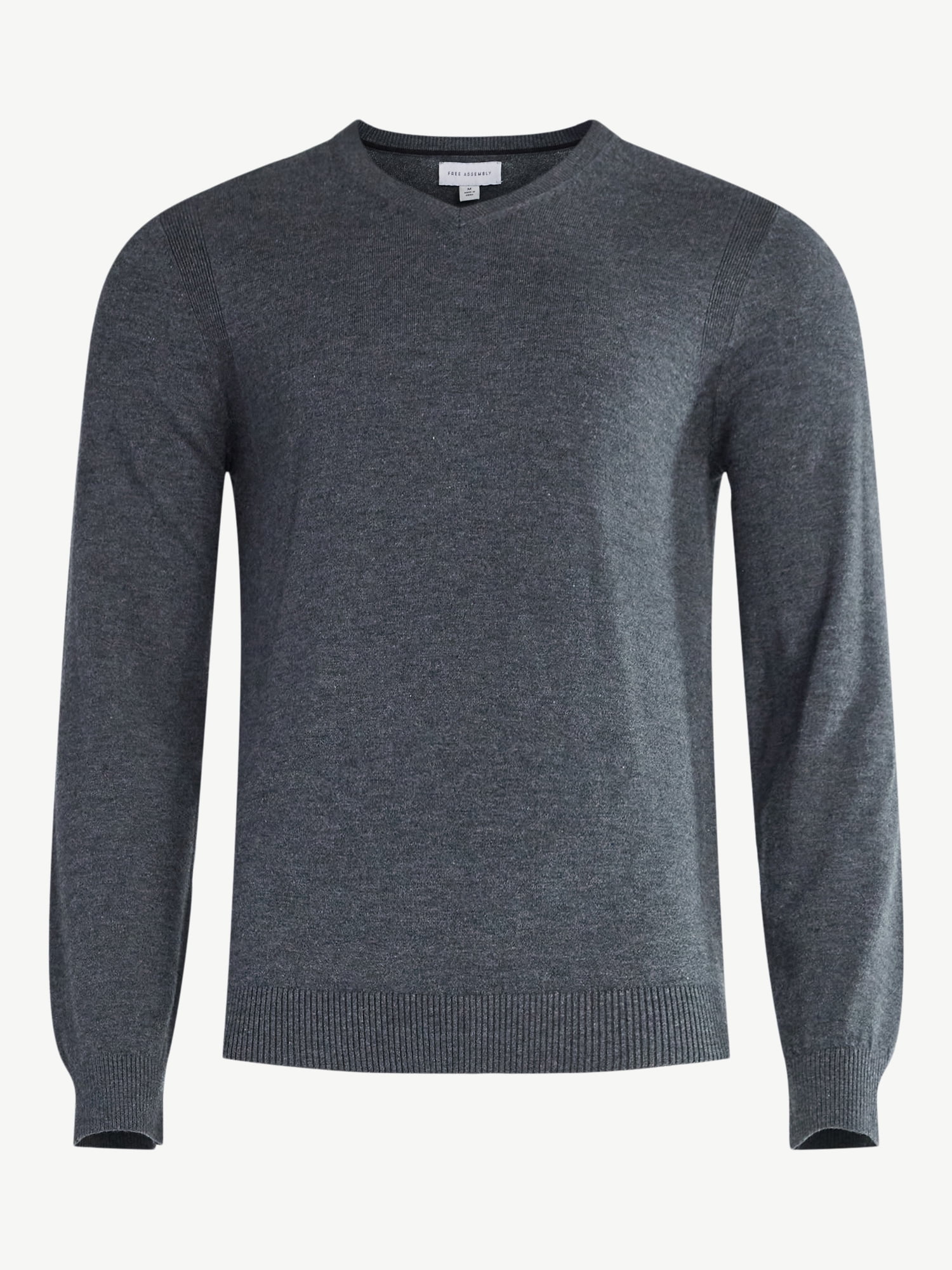 Free Assembly Men's Cozy Yarn Everyday V-Neck Sweater with Long Sleeves, Size XS-3XL