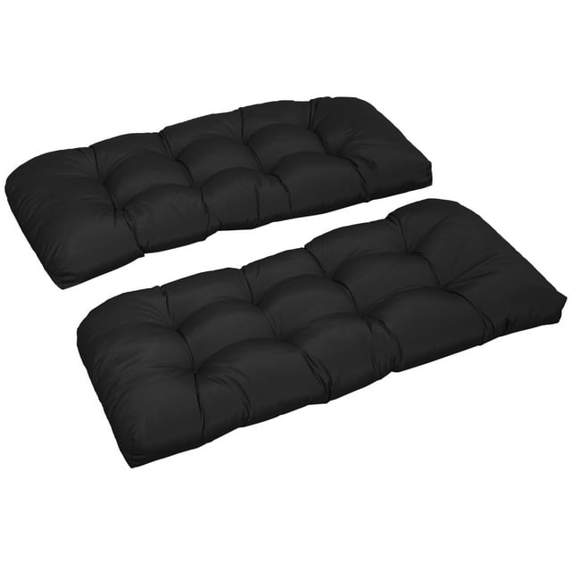 Outsunny Coussins de Banc de Patio 2 Pcs Coussin de Causeuse d'Extérieur 2 Places Noir