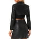 thumbnail image 3 of Chaqueta recortada de manga larga con cremallera y cuello alzado de cuero sintético para mujer Inspire Chic M Negro, 3 of 6
