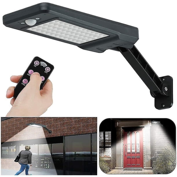 60 Led 6w Solar Powered Ip65 Waterproof Outdoor Light Black With Adjustable Stand And Remote Control, 3 Modes Sensor Lights For Garden, Garage, Yard