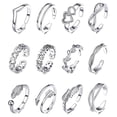 thumbnail image 1 of 12-pack Toe Rings Adjustable Size - Silver silver, 1 of 5