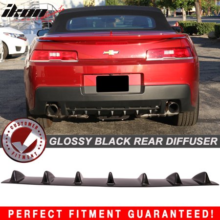 - Fits 14-15 Chevy Camaro V6 Rear Bumper Lip Diffuser Spoiler 7 Fin Gloss Black