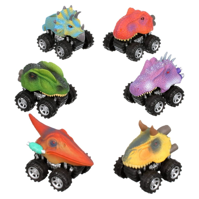 TOYLI Dinosaur Toys 6 Pack Pull Back Dino Cars for Kids Fun Monster  Colorful Animal Car Playset Durable Tires for Toddler