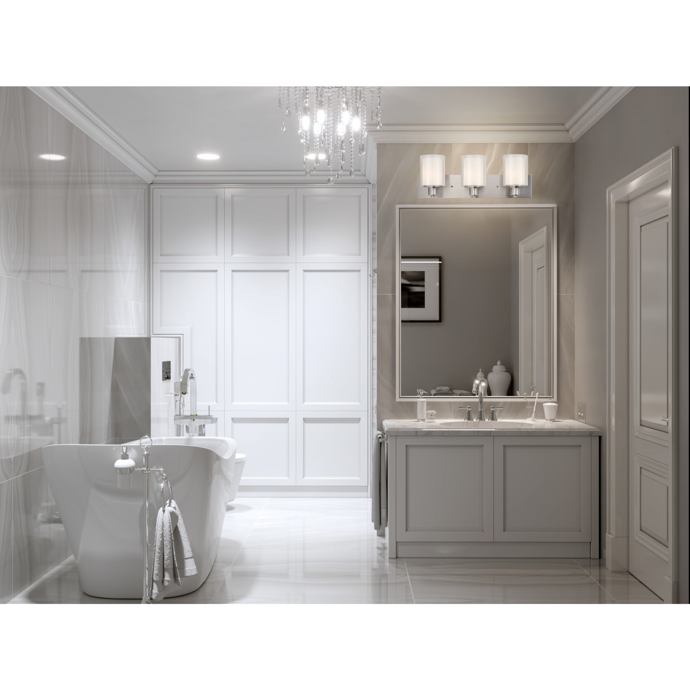 Design House Oslo Traditional 3-Light Indoor Dimmable Bathroom Vanity Light, Satin Nickel