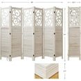 thumbnail image 5 of Folding Room Divider, 5.6Ft 6 Panels Wood Carved Privacy Screens, Free Assembled Freestanding Portable Reversible Functional Decorative Partition for Home Office Bedroom (White-Washed), 5 of 18