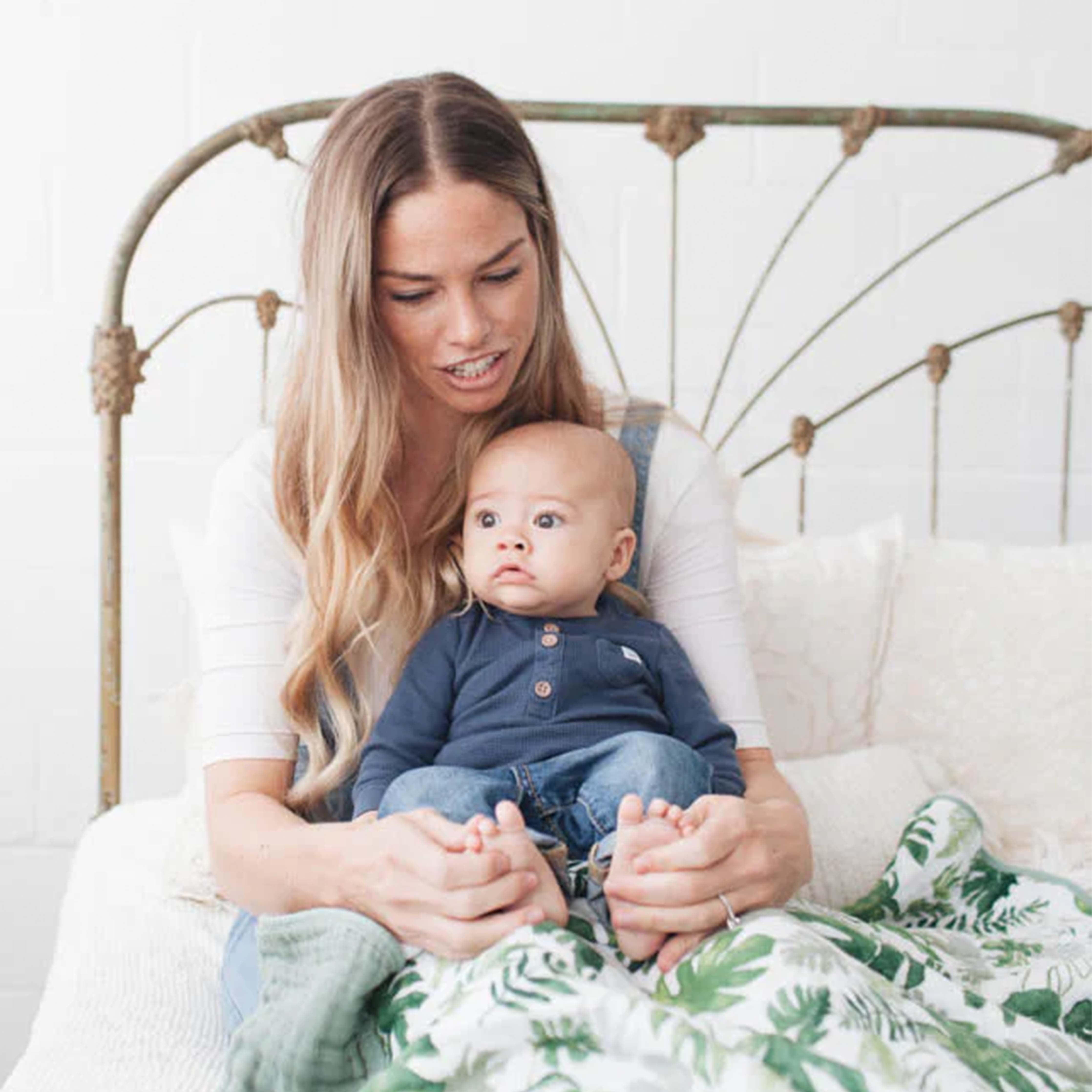 Little Unicorn Swaddle Blanket for Newborns, Toddler Muslin Blanket - Tropical Leaf