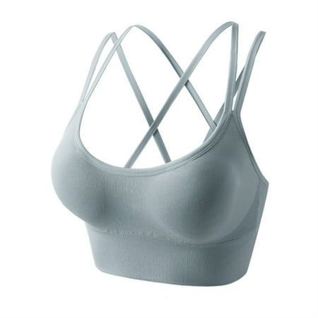 

Strappy Sports Bra Cross Back Sport Bras Padded Cropped Bras for Yoga Fitness M Water Wave Blue