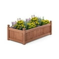 thumbnail image 4 of 46x24x16 Inch Rectangular Planter Box - Fir Wood Raised Garden Bed with Drainage, Rustic Brown - Outdoor Vegetable Flower Herb Planters for Backyard, Lawn & Patio, 4 of 9