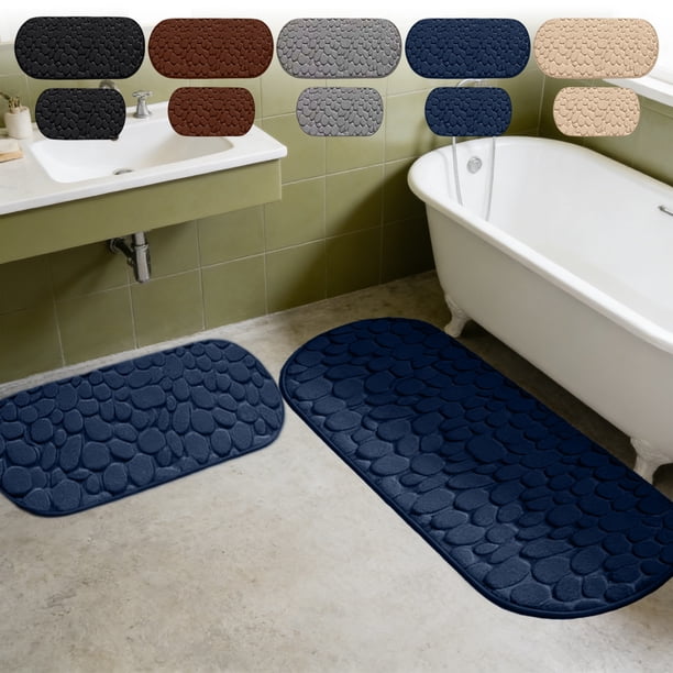 Set de esterillas de baño de espuma viscoelástica, alfombras antideslizantes súper absorbentes para ducha y bañera