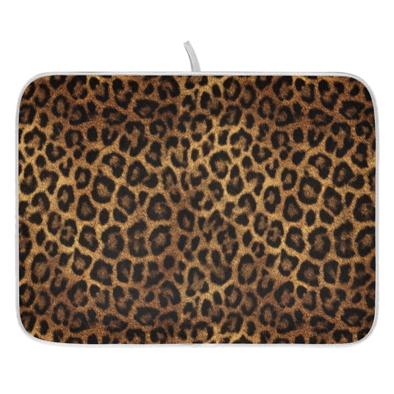 Dish Drying Mat for Kitchen Counter 16x18/18x24 Beautiful Leopard Print Absorbent Coffee Bar Mat Dish Drainer Rack Mat for Kitchen Counter