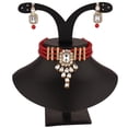 thumbnail image 3 of Efulgenz Indian Jewelry Set Crystal Choker Faux Pearl Multi Layered Strand Beaded Necklace Earrings Bollywood Jewelry Set for Women, Maroon, 3 of 5