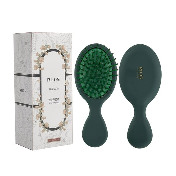 RHOS Mini cepillo de pelo para mujeres, hombres y niños, tamaño de viaje, cepillo de pelo para bolso, mochila, pequeño cepillo de paleta con cerdas suaves, mini cepillo desenredante para todo tipo de