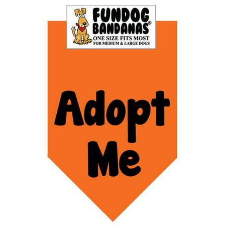 Fun Dog Bandana - Adoptez-moi (Brights) - Taille unique pour Med à Lg Chiens, écharpe orange, animal