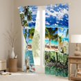 thumbnail image 3 of Hawaii Beach Decor 30%-50% Blackout Curtains Patchwork Starfish Curtains & Drapes for Women Adults,Blue Ocean Curtains Conch Shell Tropical Sand Coconut Palm Beach Room Decor, 3 of 6