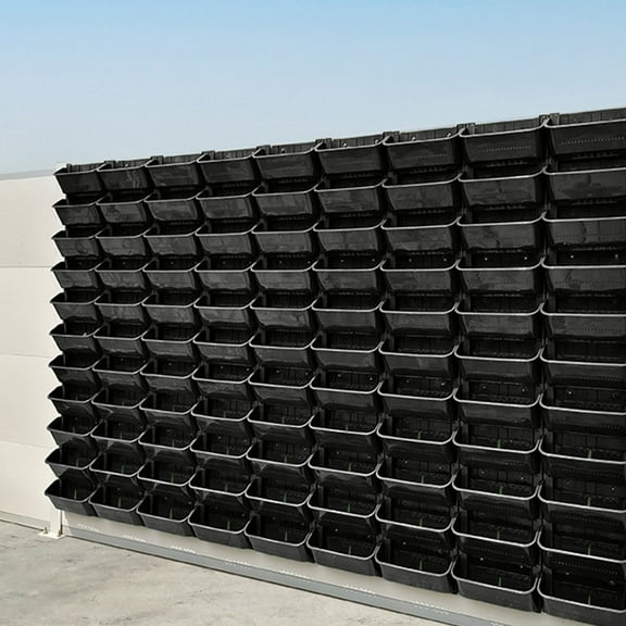 TEHAUX 2Pcs Hanging Plants Wall Planter Plastic Black for Outdoor Garden Use