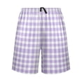 thumbnail image 2 of Men’s Sleep Shorts Relaxed Fit Lounge Pants with Pockets Mens Pajama Loungewear Home Wear Comfort Purple and White Plaid X-Large, 2 of 7