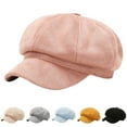 thumbnail image 3 of Womens Newsboy Cap Summer Beret Cap 8 Panels Vintage Cabbie Hat Octagonal Visor Cap (Grey One Size), 3 of 3