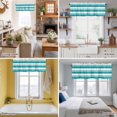 thumbnail image 5 of Turquoise Blue Valance Curtain and White Striped Geometric Window Valances Rod Pocket Short Curtains Window Treatments for Kitchen Bedroom Bathroom Laundry 56" x 16", 5 of 9
