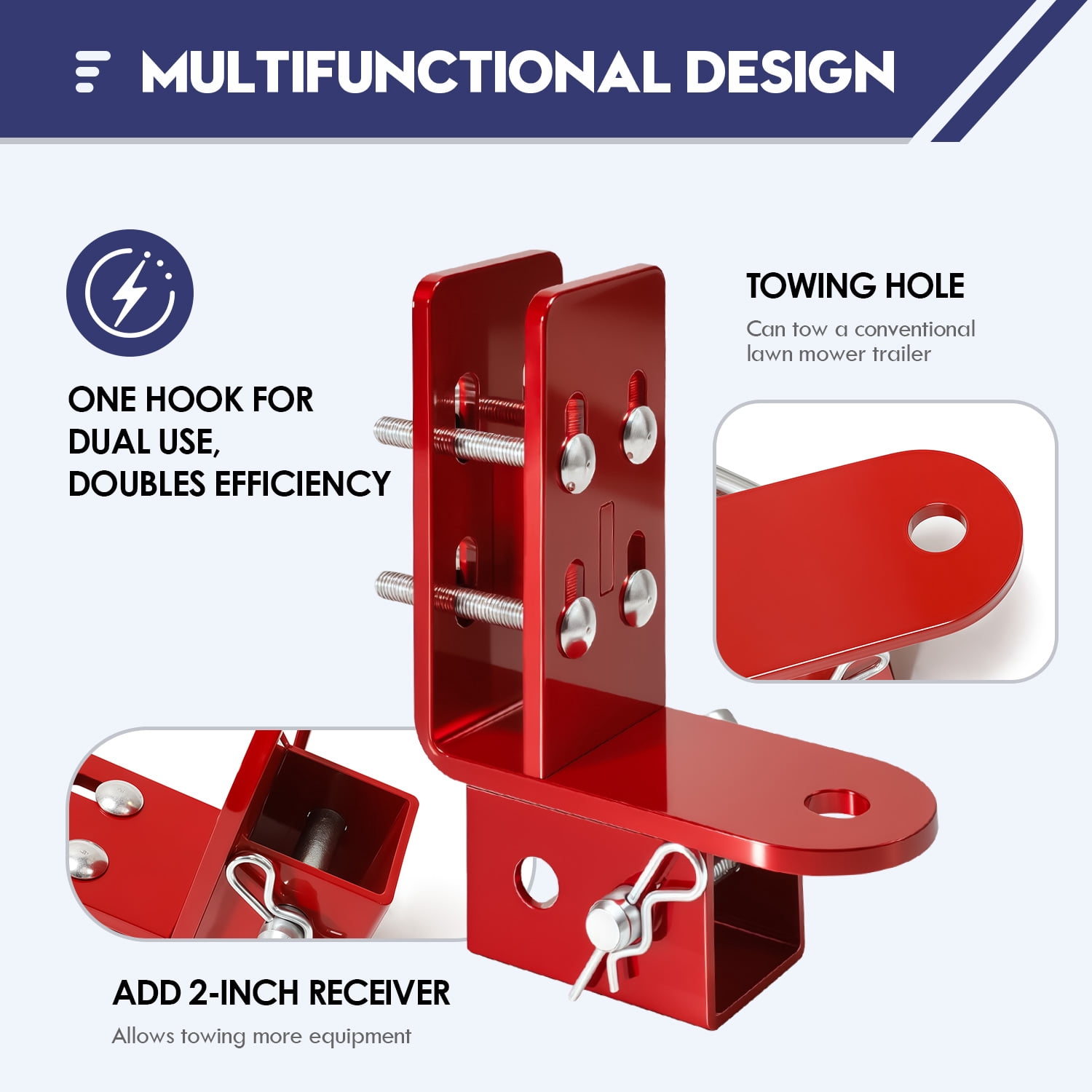 Lawn Mower Trailer Hitch, Zero Turn Lawn Mower Hitch, with 2-Inch Receiver, Fit for Ferris & Simplicity IS5100Z, IS2000Z, IS1500Z, IS500Z, IS600Z, IS700Z