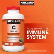 Kirkland Signature Vitamin C 1000mg, with Rose Hips 500 Tabs each (pack of 2)