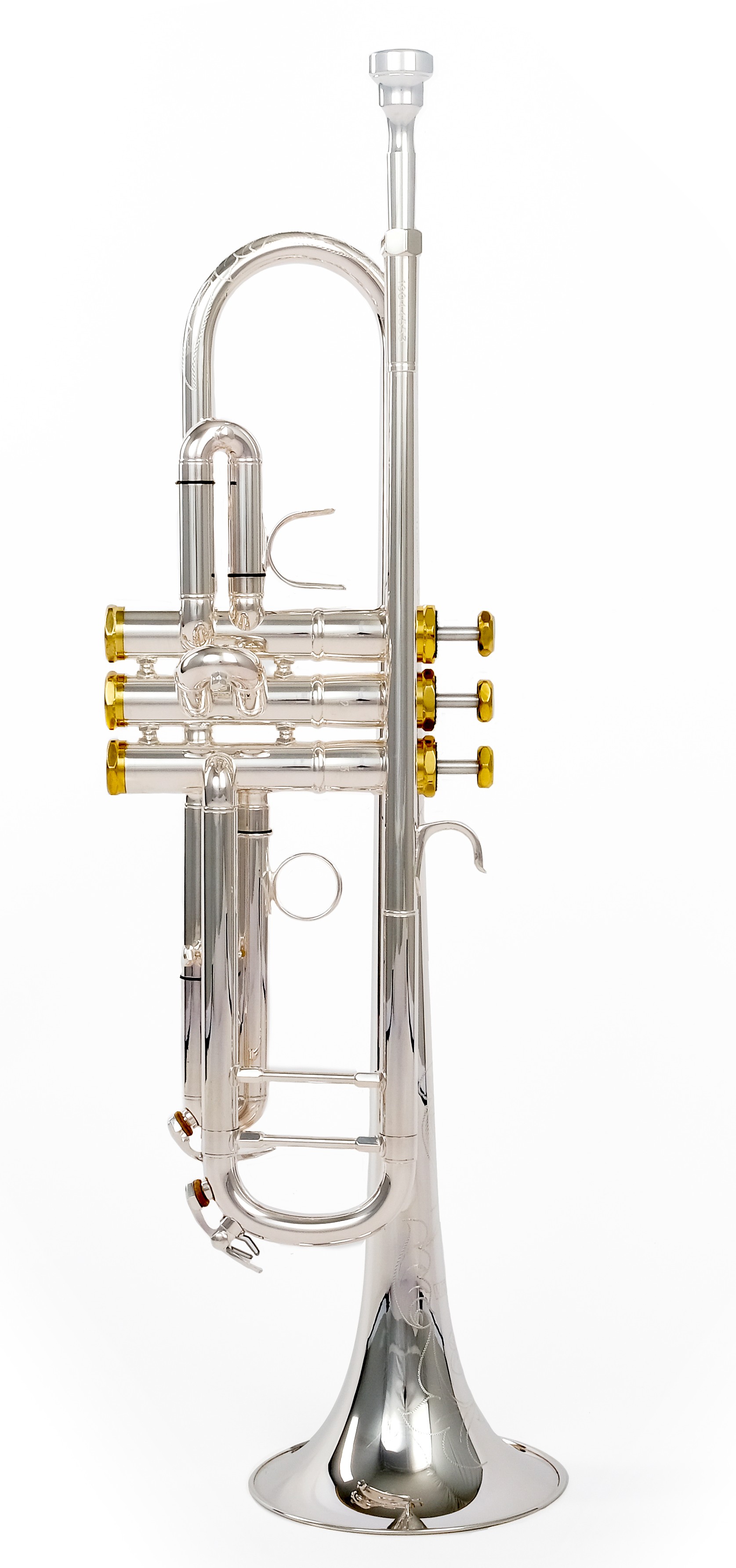 DTR-800SG Trumpet, silver plated finish, gold plated valve caps,Hexagonal shaped valve caps Bb, with case and mouthpiece
