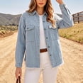 thumbnail image 2 of uublik Jeans Jacket for Women Blue Casual Turn Down Collar Button Down Outerwear Suitable for Daily Wear and Work, 2 of 7