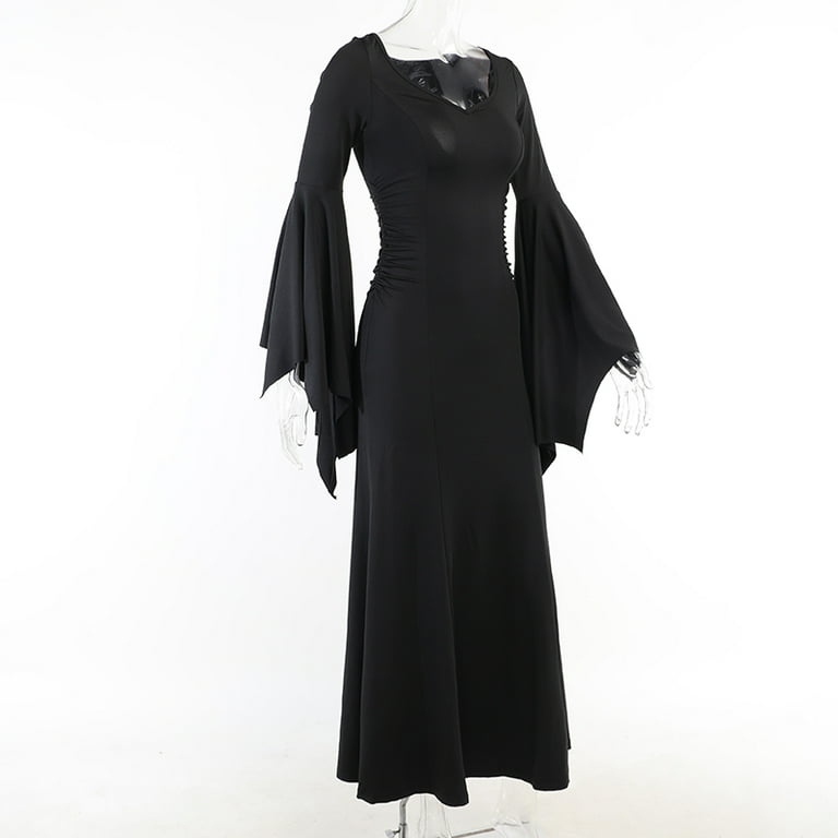Gothic Halloween Dress Women's Sheath Witch Vintage Batwing Sleeve V Neck  Long Mermaid Formal Gown Evening Dresses - Walmart.com