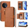 thumbnail image 1 of Étui pour OnePlus 11 Portefeuille à Fermeture Éclair à Rabat avec Porte-Cartes, Cadre Photo, Support et Lanière, Cuir PU Brun, 1 of 5