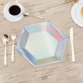 thumbnail image 6 of FRCOLOR 8pcs Iridescent Disposable Paper Plates for Party Use Premium Paper Multi Color Hexagon Plates 8 Inches, 6 of 8
