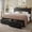 Black-faux Leather, variant on iPormis Full Bed Frame with 2 Drawers, Metal Platform Bed with Charging Station and Linen Fabric Storage Headboard Strong Metal Slats Black,Gray